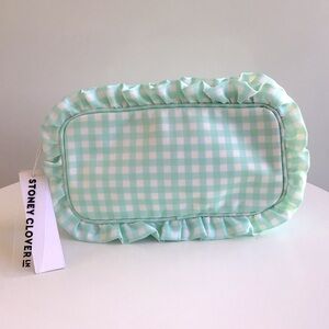 Stoney Clover Lane Gingham ruffle small pouch mint chip bag
